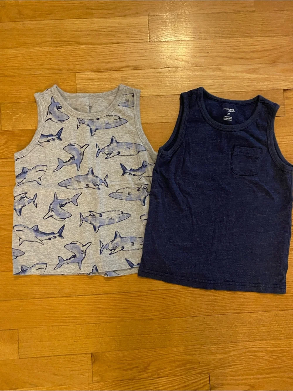 Kids' Shark-Print & Solid Tank Top Set - 4T